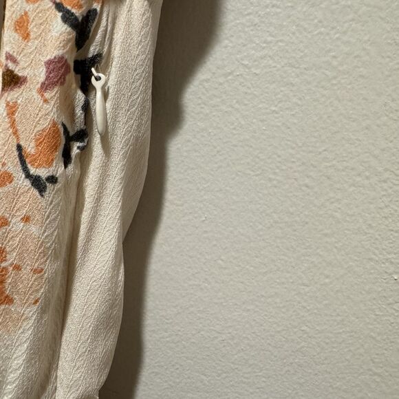 Free People All I Got Floral Maxi Dress Tie Front Tiered Women sz 8 Cream Boho - Picture 11 of 16